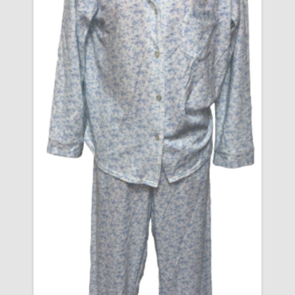 Miss Elaine Womens Pajama Set Floral Collared Long Sleeve Button Up Cottage S - Picture 4 of 6